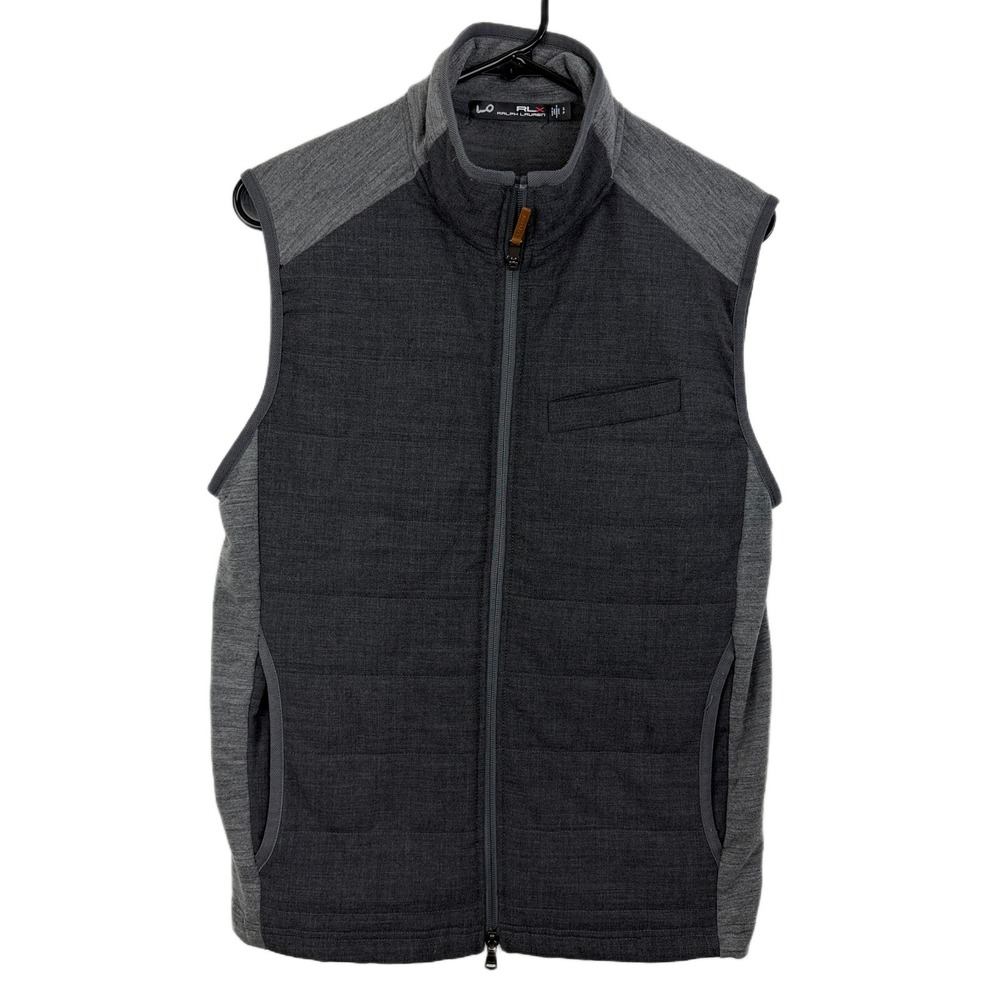 RLX Ralph Lauren Wool Blend Vest Mens Small Gray Full Zip Outdoors Golf Sports *